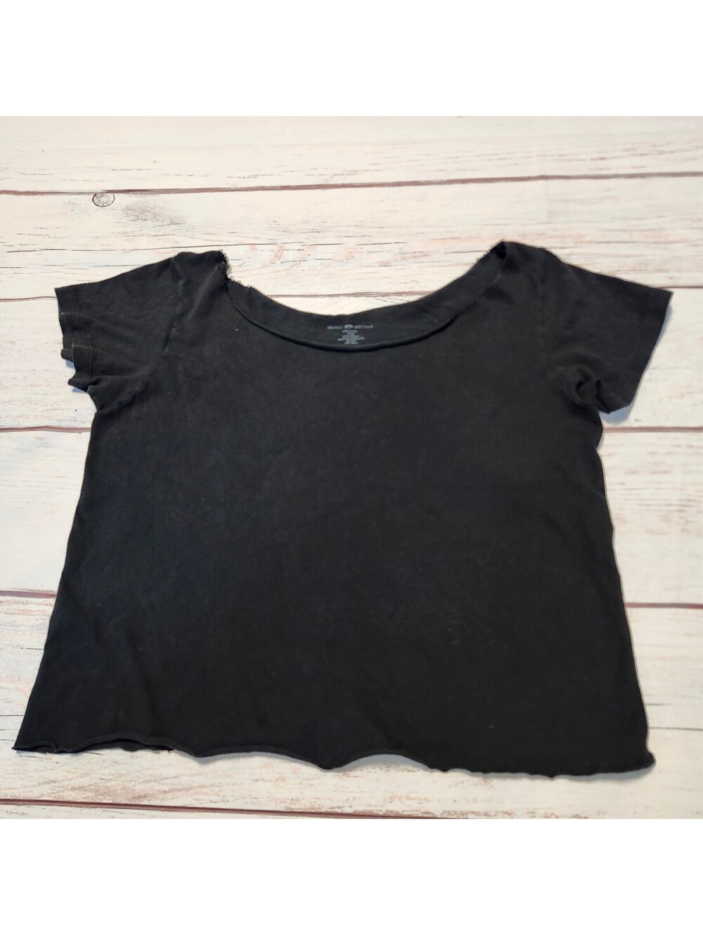Brandy Melville Black Crop T-Shirt 100% Cotton Size One Size
